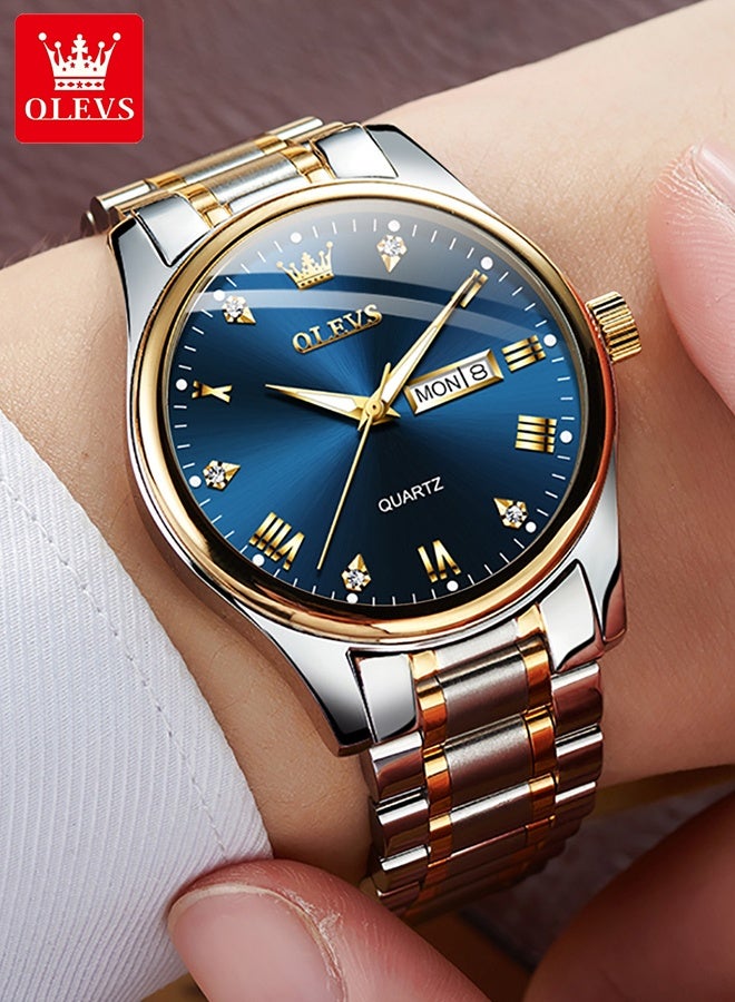 أوليفز ساعات رجالية فاخرة كوارتز مقاومة للماء ومضيئة من أفضل الماركات للرجال ساعات يد رجالية كوارتز تناظرية مرصعة بالألماس - Image 4